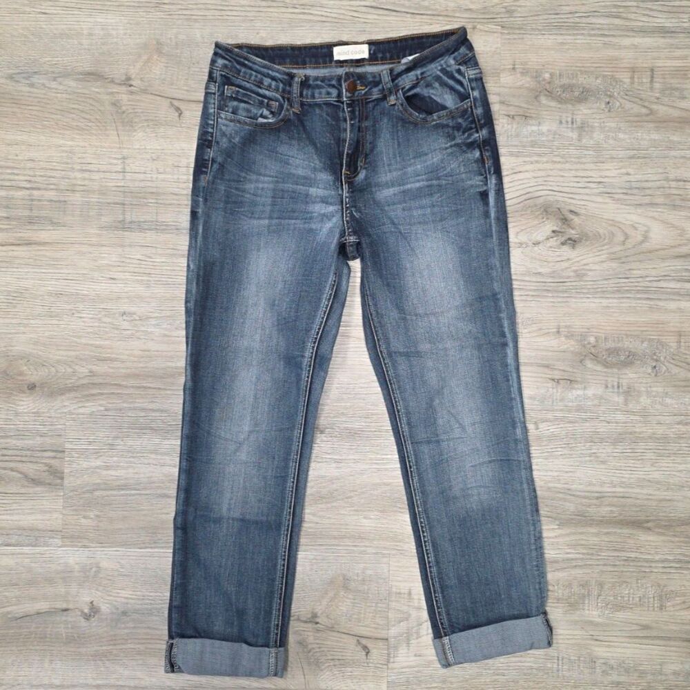 Mind Code Rolled Hem Cropped Sanded Washed Jeans Size 9